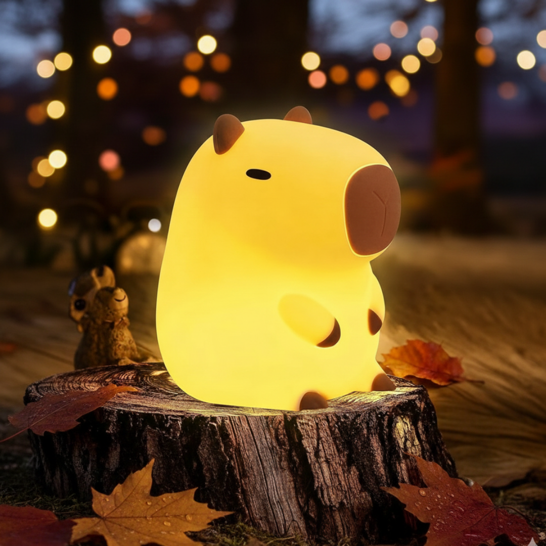 Cute Capybara Night Light – Squishy Silicone LED Lamp, Rechargeable & Dimmable, Cozy Kawaii Light for Kids, Nursery & Dorm Décor