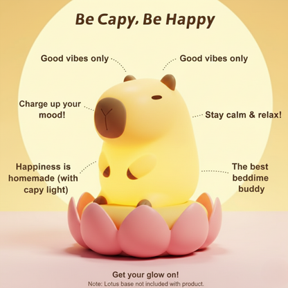 Cute Capybara Night Light – Squishy Silicone LED Lamp, Rechargeable & Dimmable, Cozy Kawaii Light for Kids, Nursery & Dorm Décor