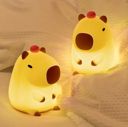 Cute Capybara Night Light – Squishy Silicone LED Lamp, Rechargeable & Dimmable, Cozy Kawaii Light for Kids, Nursery & Dorm Décor