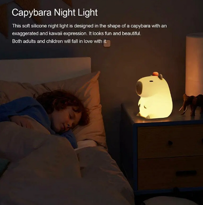 Cute Capybara Night Light – Squishy Silicone LED Lamp, Rechargeable & Dimmable, Cozy Kawaii Light for Kids, Nursery & Dorm Décor